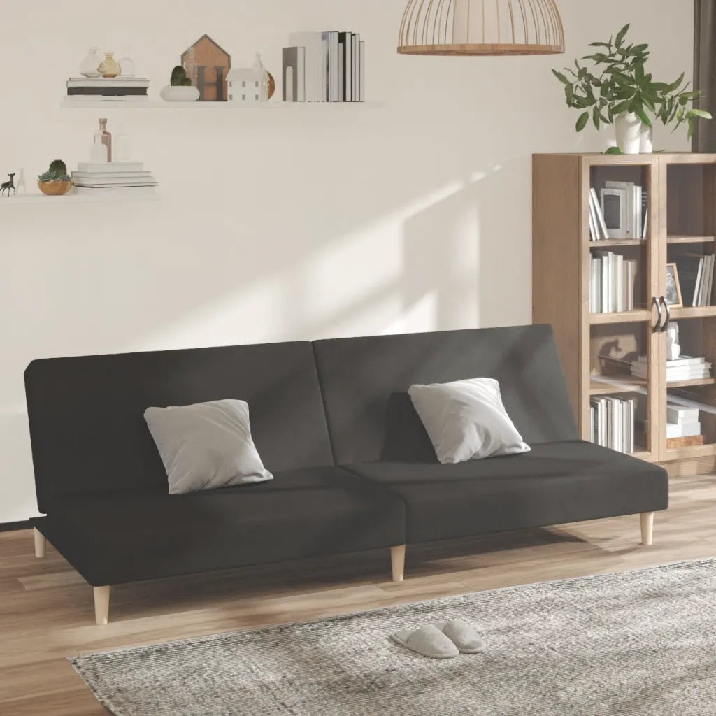 Divano letto | Sof¨¤ letto | Letto singolo a 2 Posti Nero in Tessuto