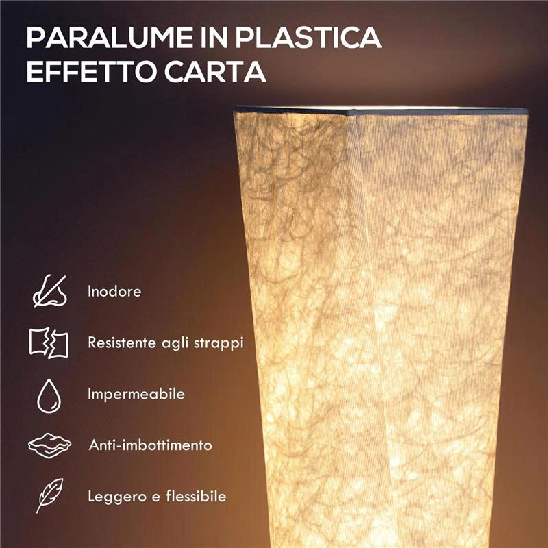 LAMPADA DA TERRA MODERNA CON INTERRUTTORE A PEDALE, IN ACCIAIO E TESSUTO, 25X25X129 CM, BIANCO E ARGENTO