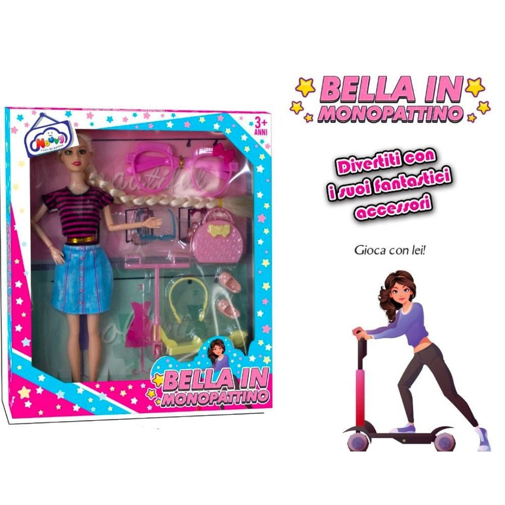 Trade Shop - Bambola Con Monopattino Gioca Insieme A Lei Inclusi Accessori Gioco Per Bambine -