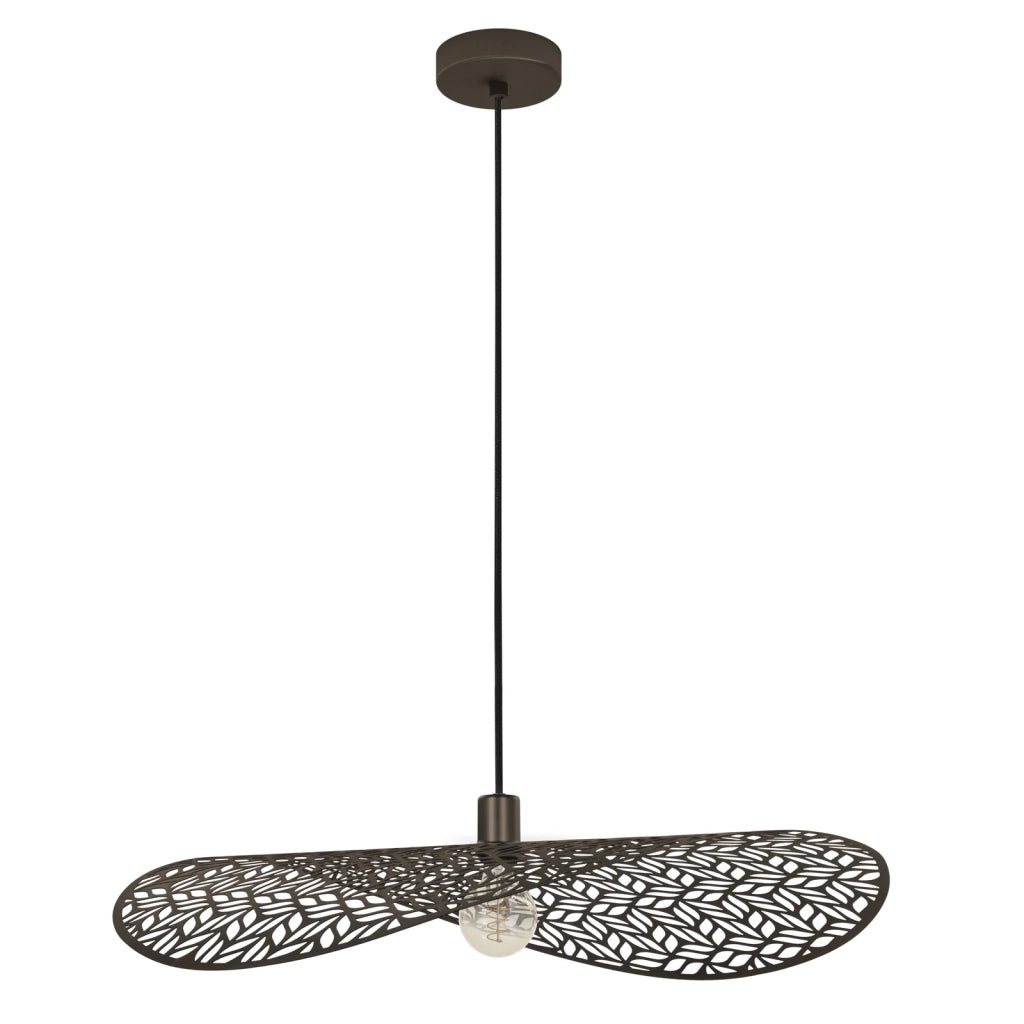 Sospensione Rustica Country Swaby Acciaio Bronzo 1 Luce E27 Ip20 D80Cm
