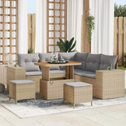 Set Divano da Giardino con cuscino 8 pcs Beige e Grigio Chiaro