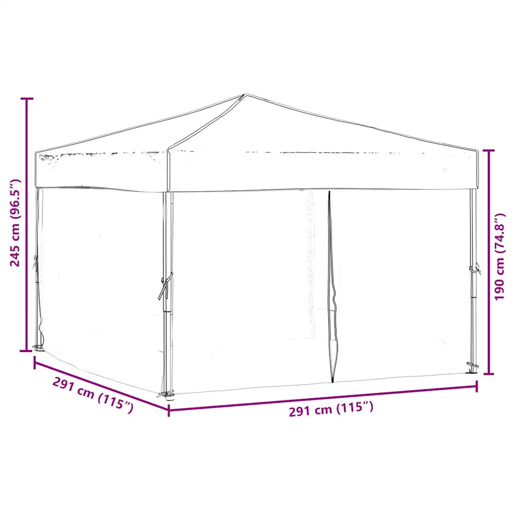 Tenda per Feste Pieghevole con Pareti Laterali Nero 3x3 m 93525