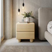 Hani, Comodino 2 Cassetti, 50x38x52h cm Marrone Rovere