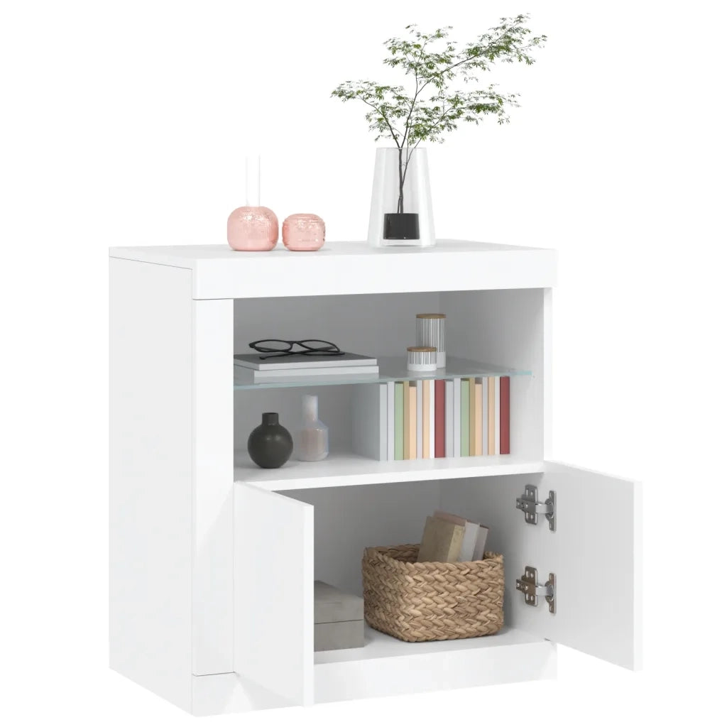 Credenza | Madia | Buffet da pranzo | Armadio da pranzo con Luci LED Bianca 60,5x37x67 cm