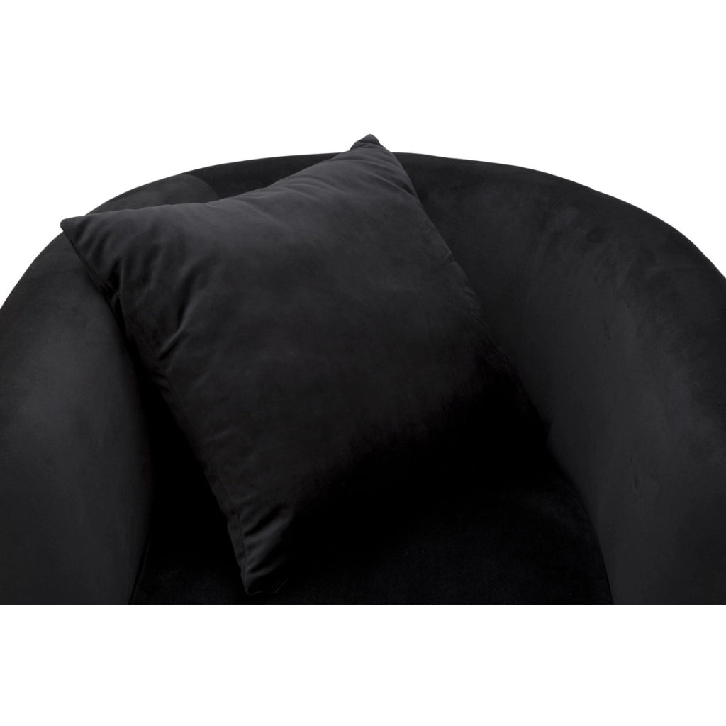 Poltrona Bucarest in velluto nero con braccioli capitonne e gambe oro 76x74x71 cm