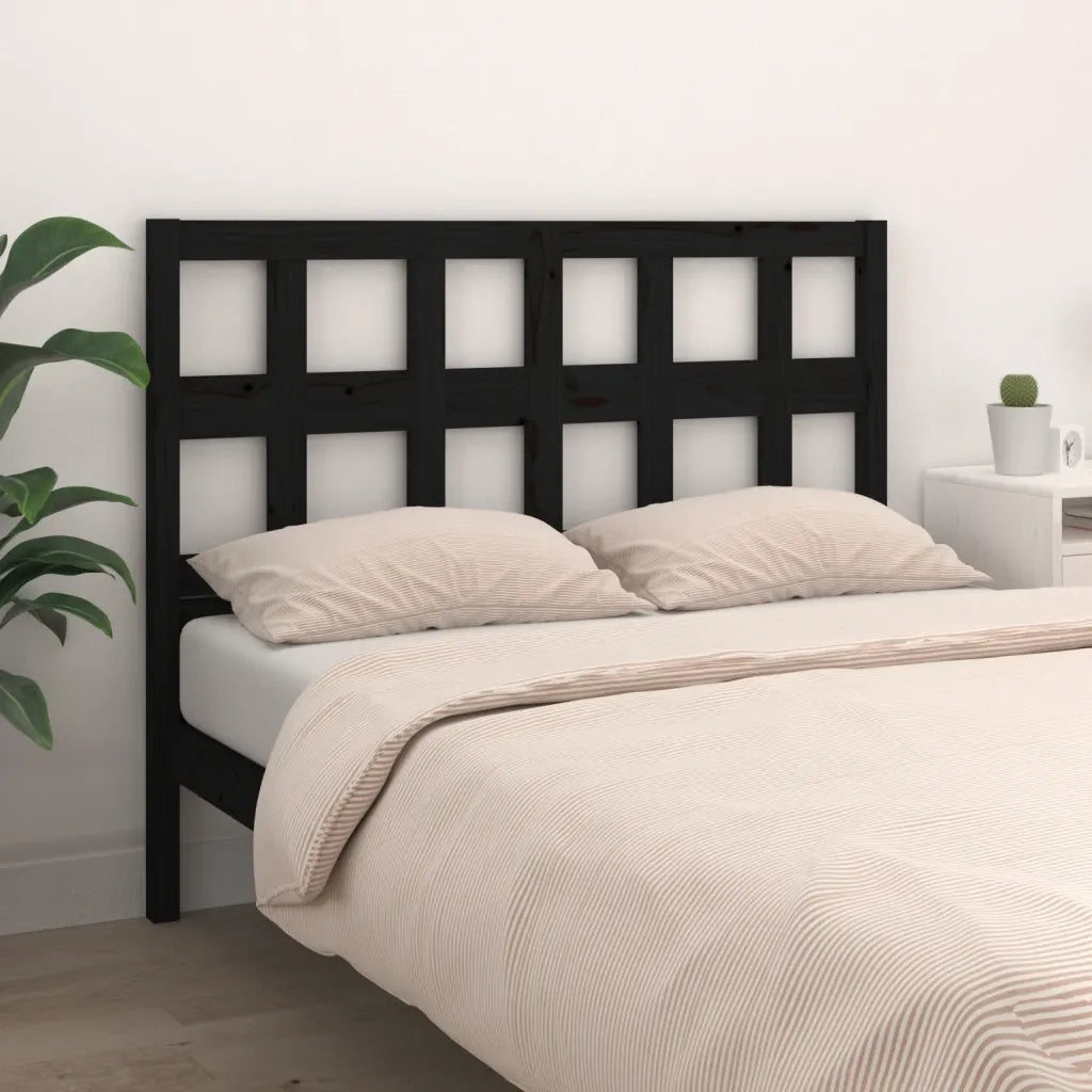 Testiera per Letto Nera 145,5x4x100cm in Legno Massello di Pino 818924