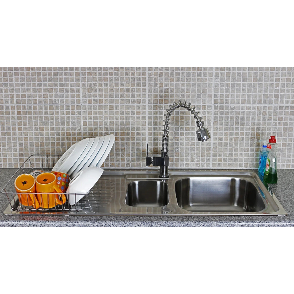 Lavello cucina inox KuKoo 1,5 vasche con miscelatore e kit scarico inclusi