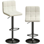 Sgabelli da Bar Regolabili con Poggiapiedi ¨C Minimal ¨C Pelle PU e Acciaio, Crema, 39.5x44x88-110 cm