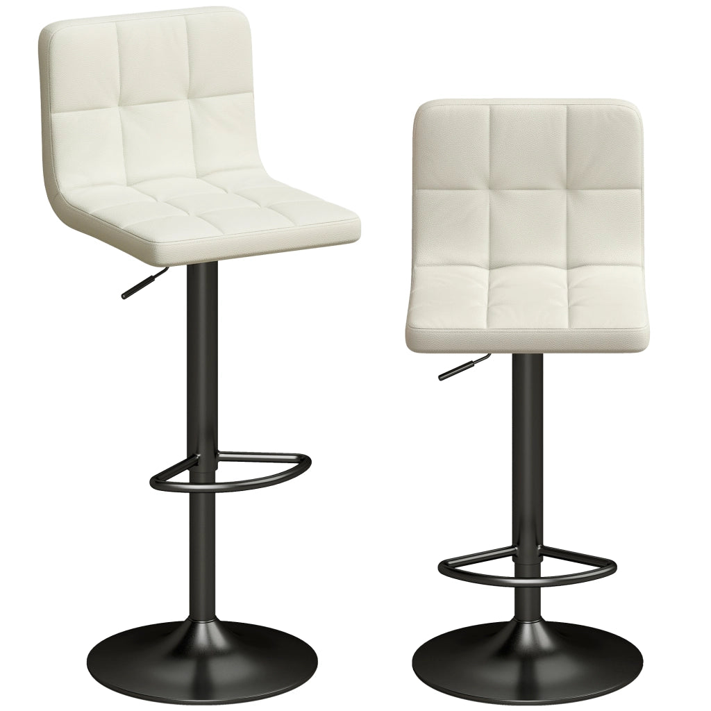 Sgabelli da Bar Regolabili con Poggiapiedi ¨C Minimal ¨C Pelle PU e Acciaio, Crema, 39.5x44x88-110 cm