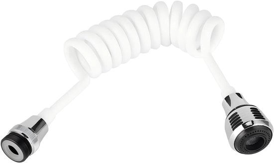 Estensione di tubo idraulico telescopica flessibile - adatta a rubinetti rotondi - materiale ABS resistente ai abrasivi - estensibile fino a 140 cm - rubinetto retrattile