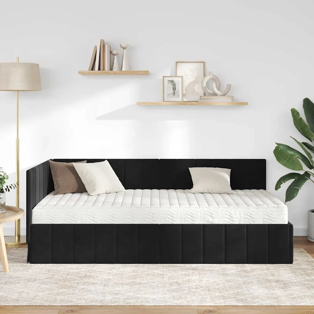 Struttura Letto Angolare con Materasso 2 pcs Nero Velluto 3393863