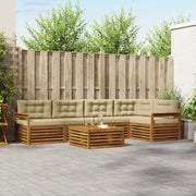 Set di divani da esterno con cuscino 6 pcs Naturale e Beige 3373488