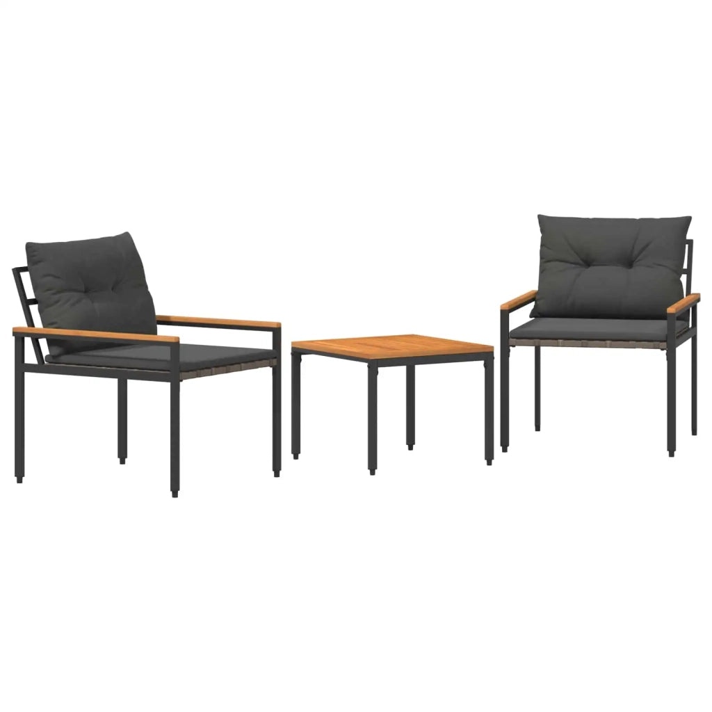 Set Mobili da Esterno 3 pcs Grigio Scuro polyrattan 42025362