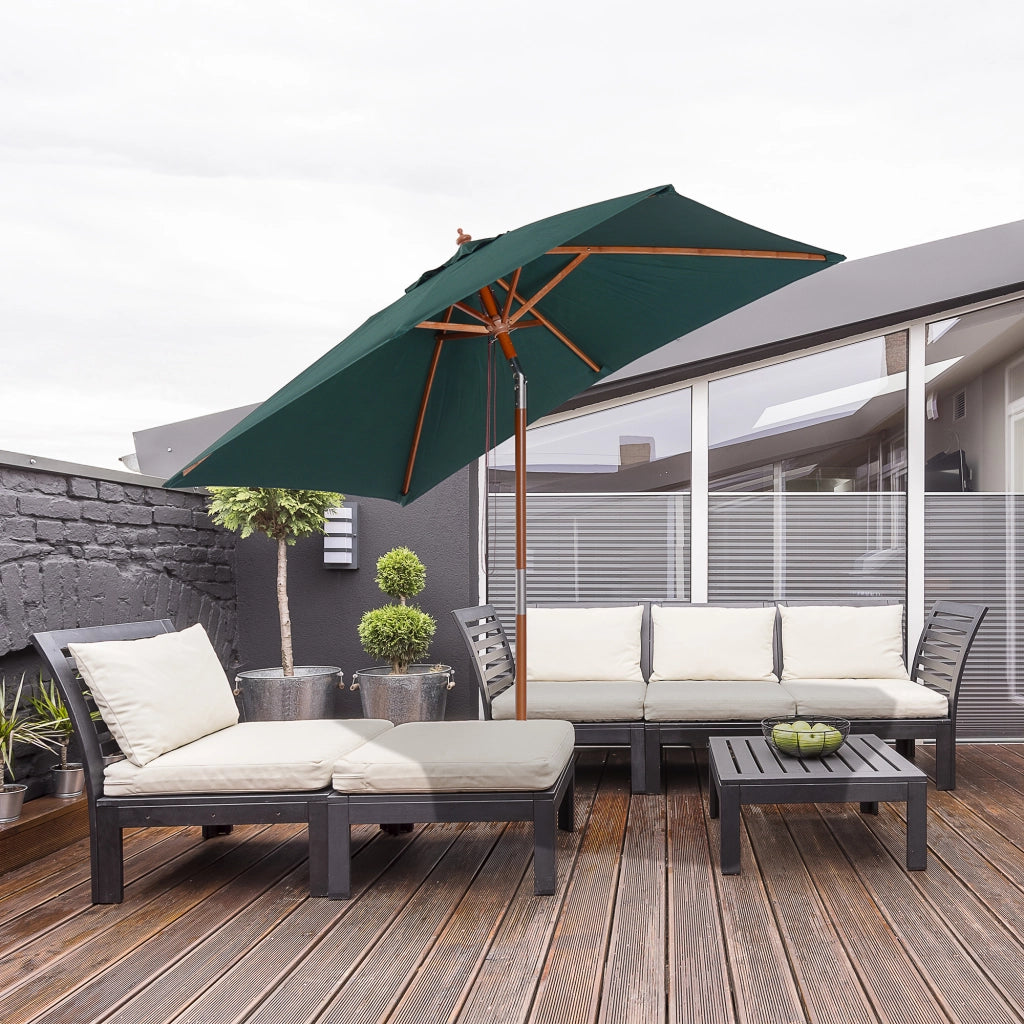 Ombrellone da giardino rettangolare ¨C Minimal ¨C Verde, legno, 200x150 cm
