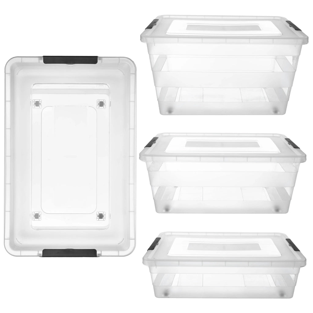 Set di 3 contenitori portaoggetti in plastica KADAX con coperchi.