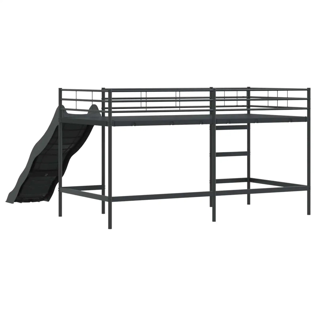 Letto loft per bambini con scivolo Nero e antracite