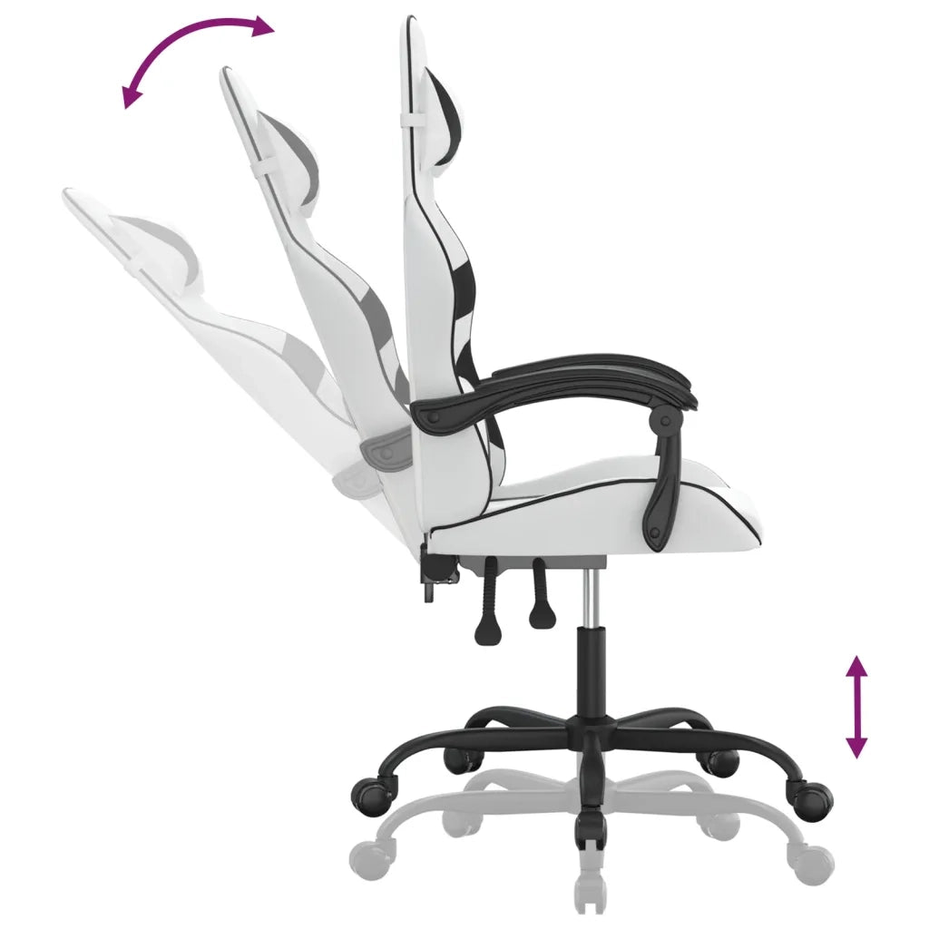Sedia da Gaming Girevole Bianco e Nero in Similpelle 349553
