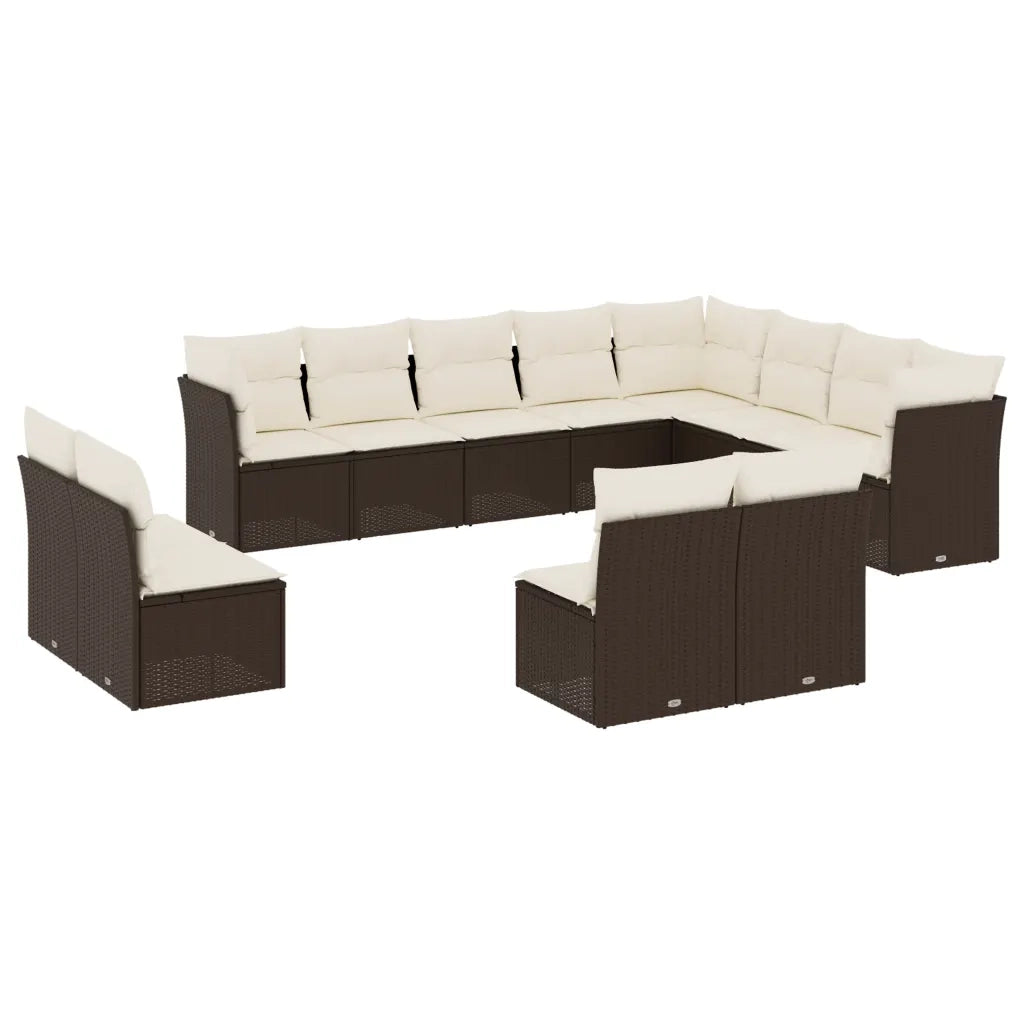 Set Divani da Giardino 12 pz con Cuscini Marrone in Polyrattan 3250312