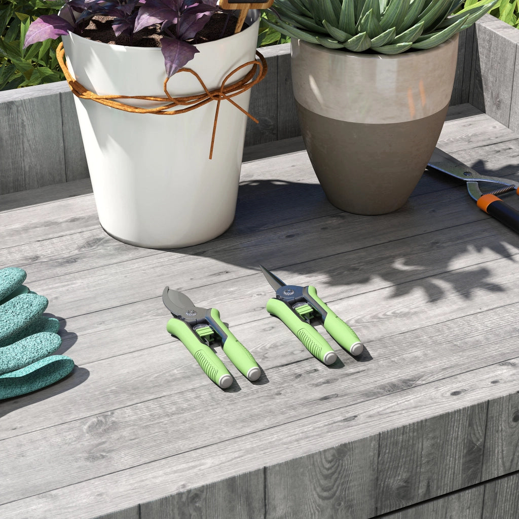 Set Giardinaggio 2 Pezzi ¨C Minimal ¨C Acciaio Inox Verde+Argento