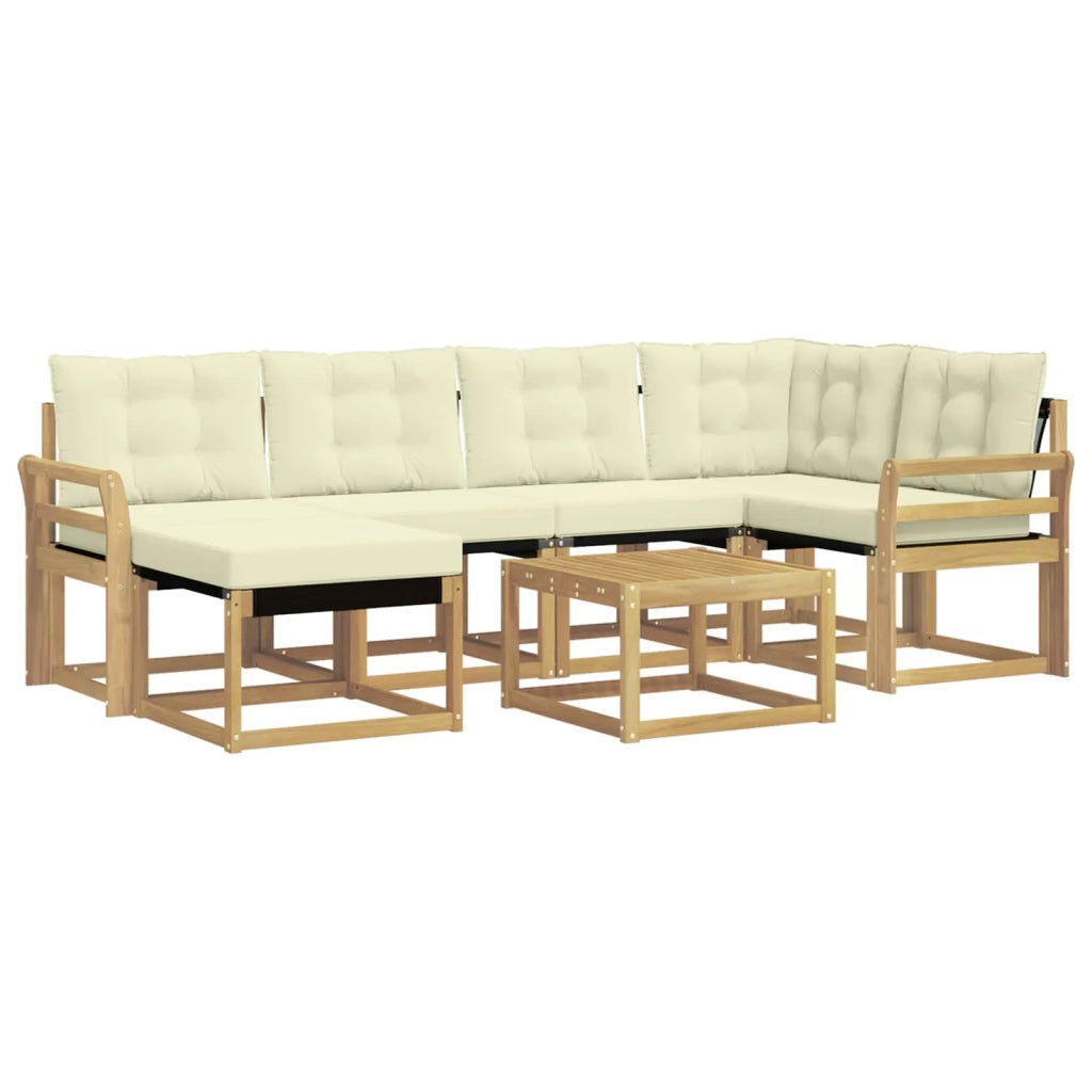 Set di divani da esterno con cuscino 7 pcs Bianco e Crema 3389668