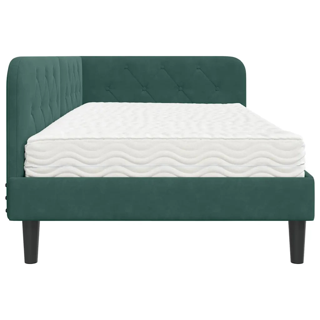Cornice del letto ad angolo Verde Scuro 90 x 200 cm Velluto 3394156