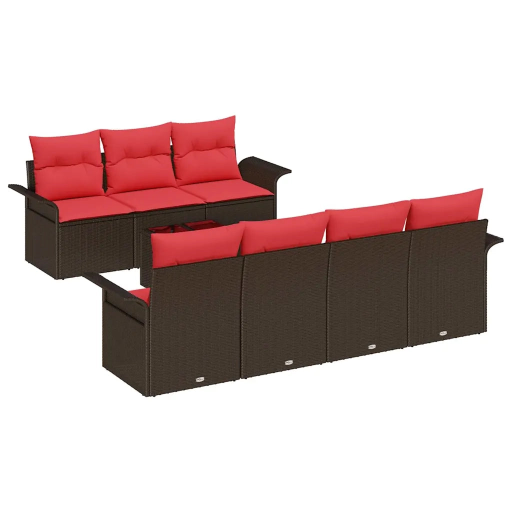 Set Divano da Giardino con cuscino 8 pcs Marrone polyrattan 3345274