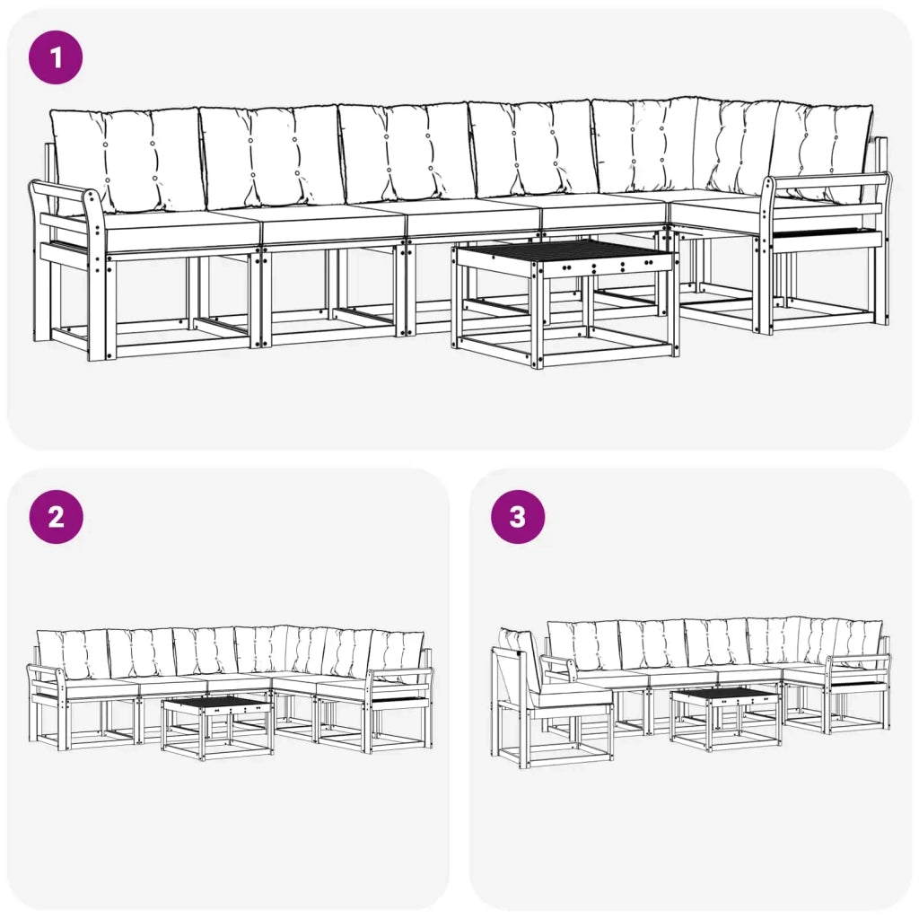 Set di divani da esterno 7 pz Bianco e Nero 3389550