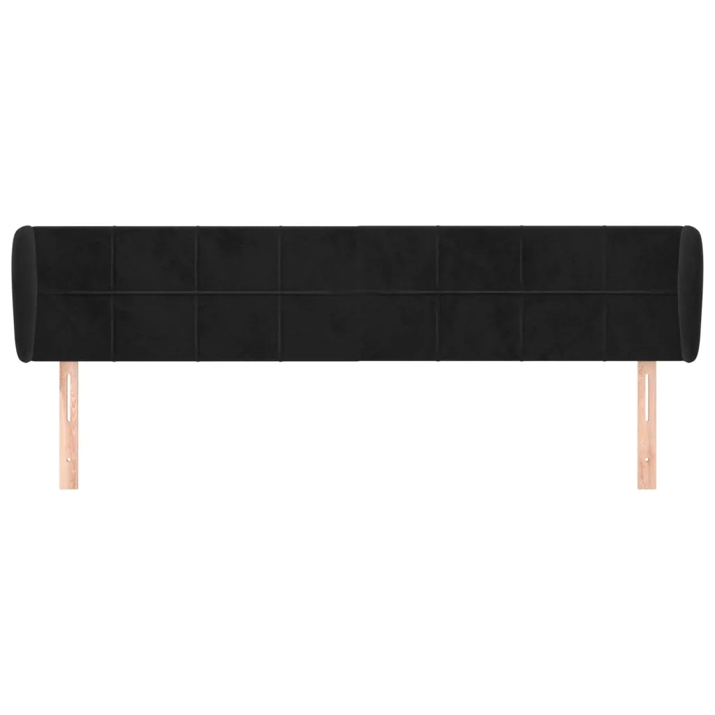 Testiera | Testata ad Orecchio Nera 203x23x78/88 cm in Velluto