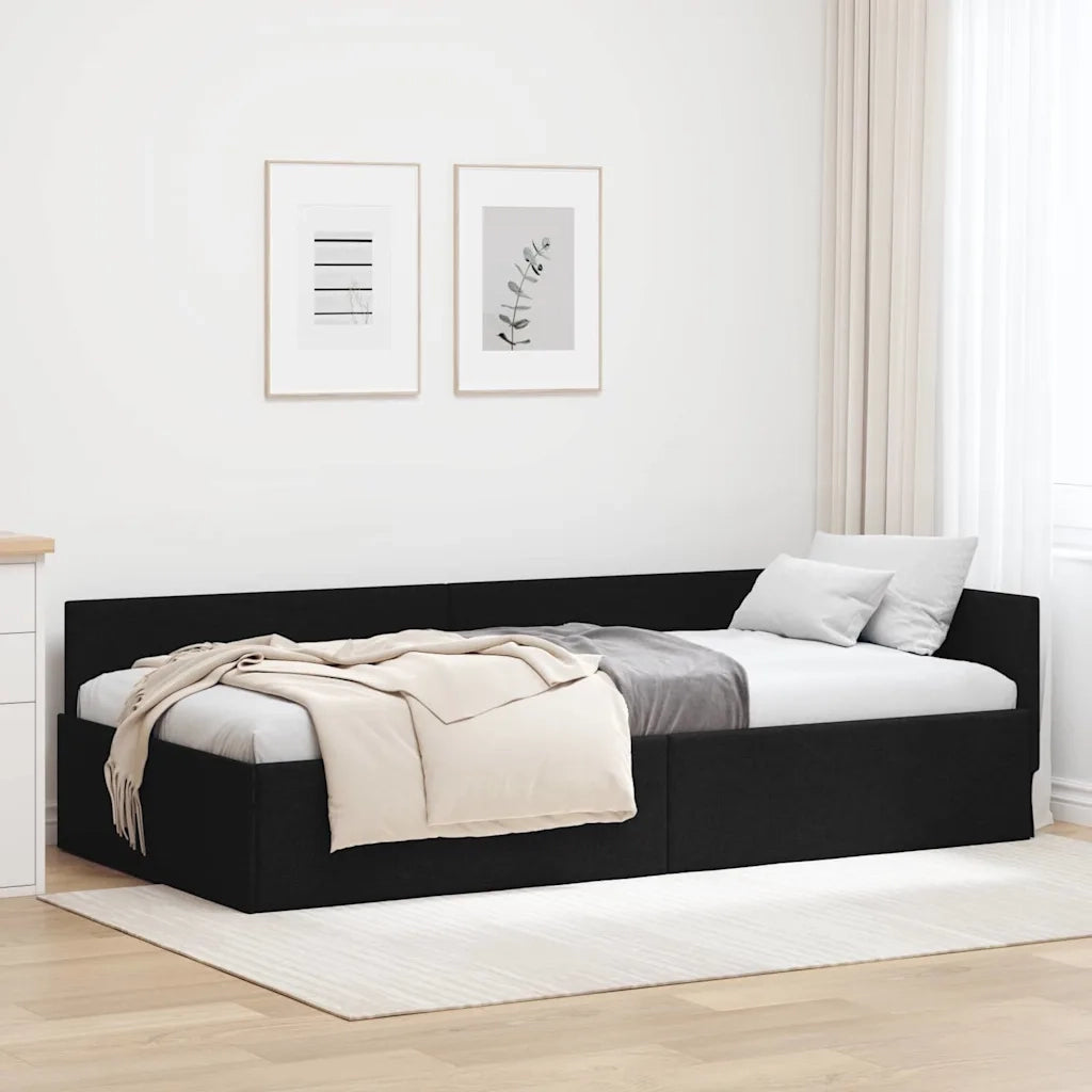 Cornice del letto ad angolo Nero 90 cm x 190 cm Tessuto 42016037