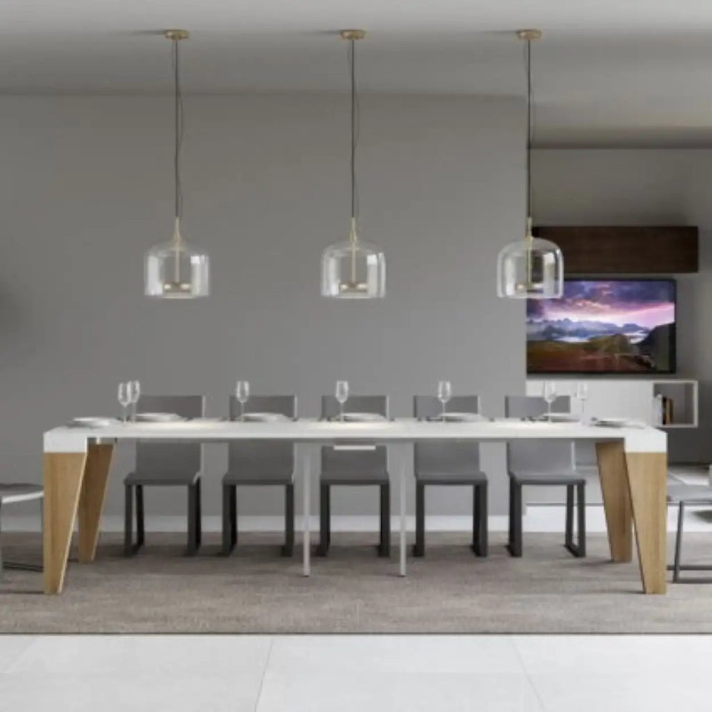 Consolle allungabile 90x40/300 cm Naxy Mix piano bianco frassino - struttura quercia natura