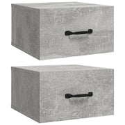Set di 2 Comodini | Armadio da Notte | Mobiletto da notte a Muro Grigio Cemento 35x35x20 cm