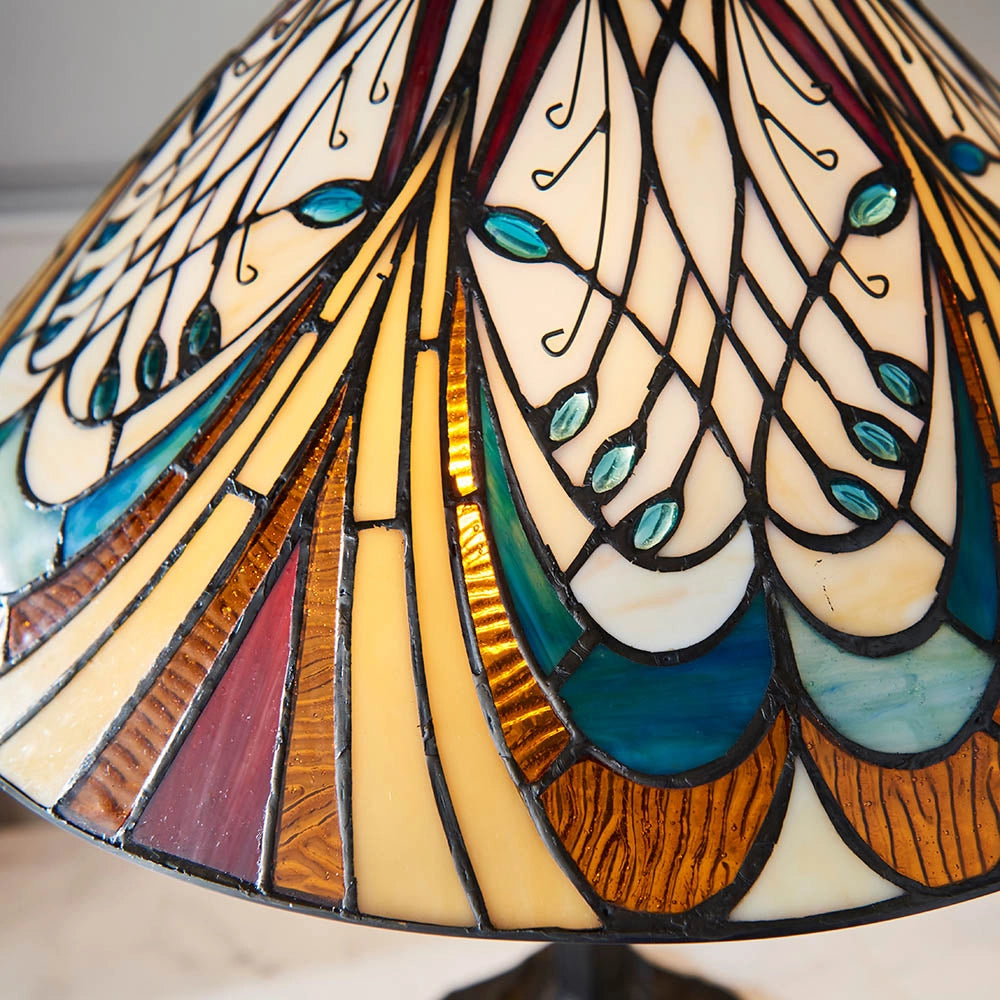 Lampada da tavolo Tiffany Hector vetro 2xE27 dimmer