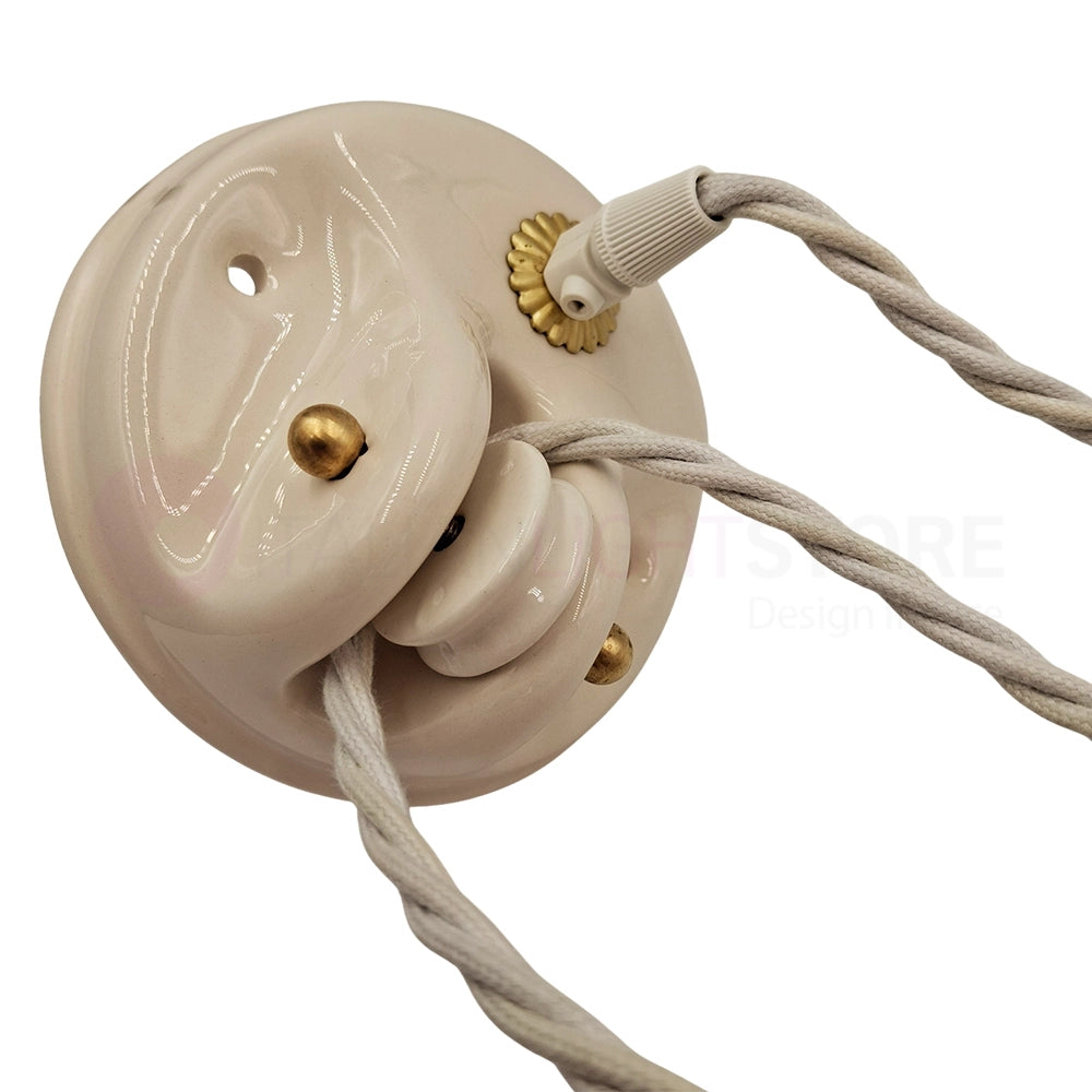 POMARANCE Lampadario Saliscendi in Ceramica Traforata Ø41 Rustico Country