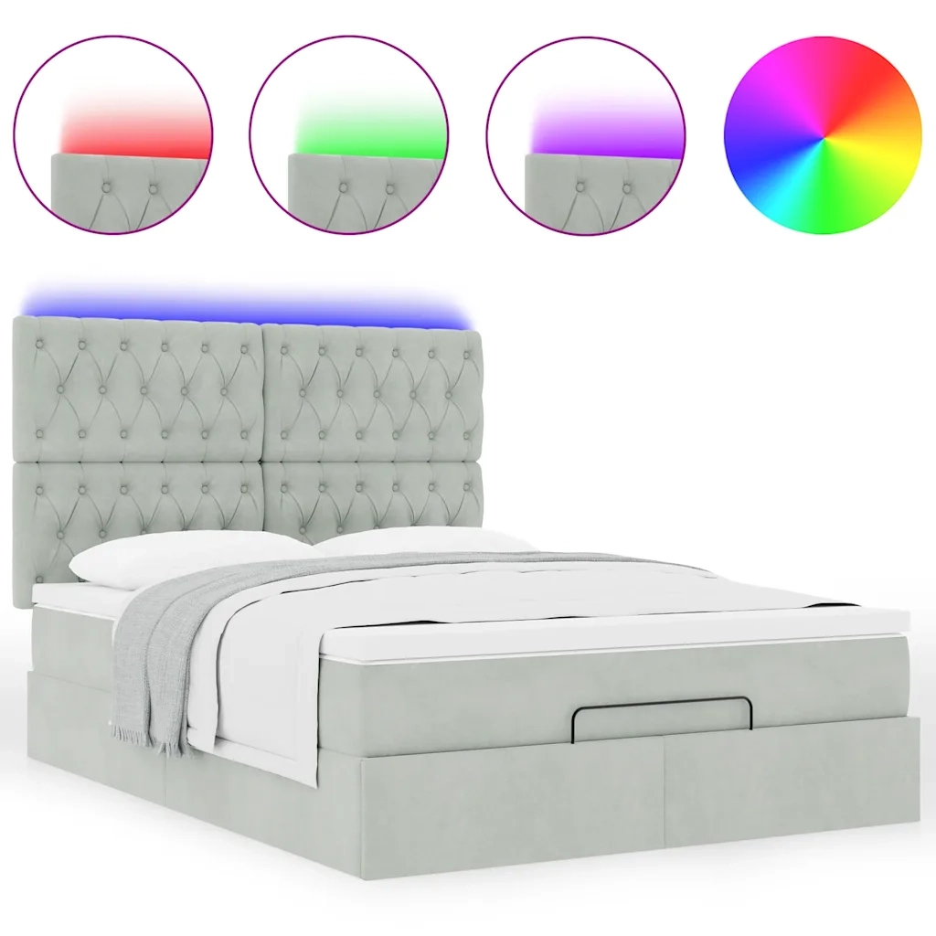 Struttura Letto Pouf con Materassi 140x190 cm Velluto 3314390