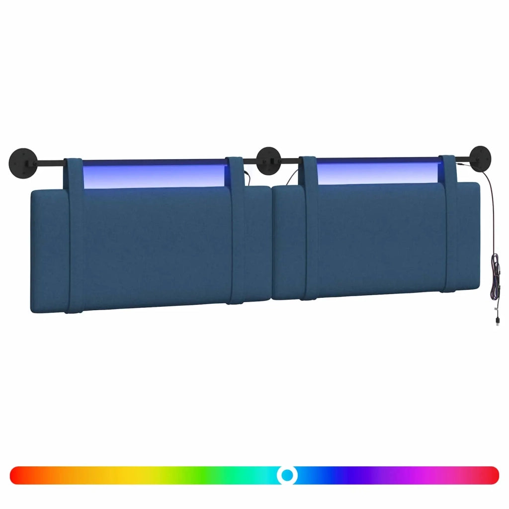 Testiera | Testata sospesa Con luce LED Blu Tessuto