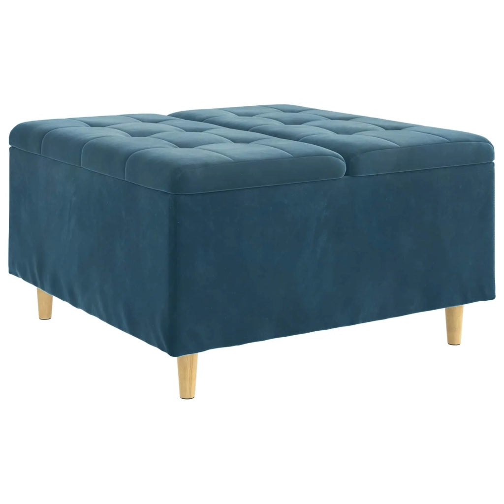 Pouf contenitore con cuscino Blu 80 x 80 x 45 cm Velluto 876839