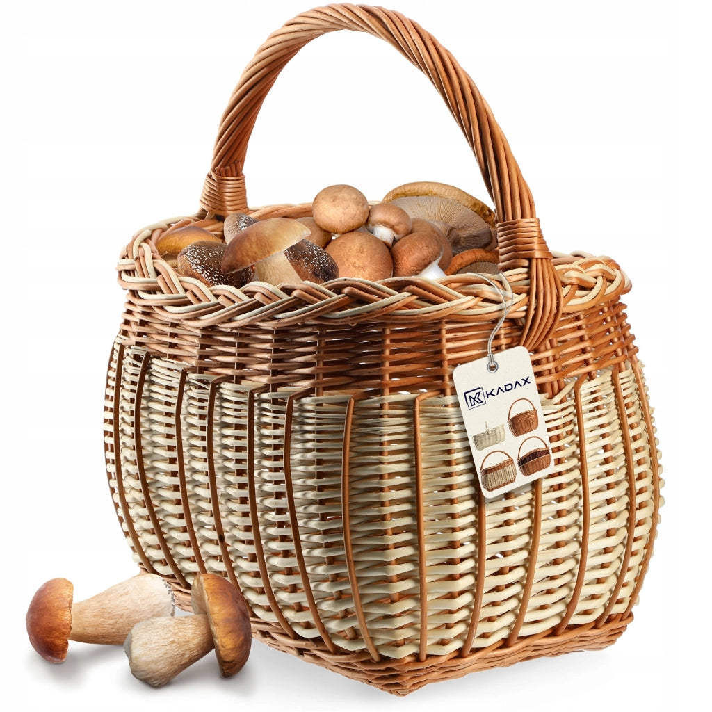 Cesto in vimini KADAX per funghi, spesa, picnic, frutta, vimini, grande, ecologico