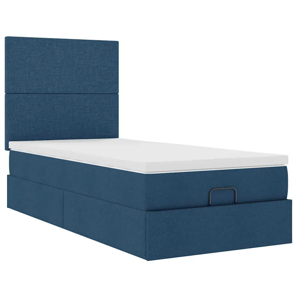 Pouf Letto con Materasso e LED Blu 100x200 cm in Tessuto 3313905