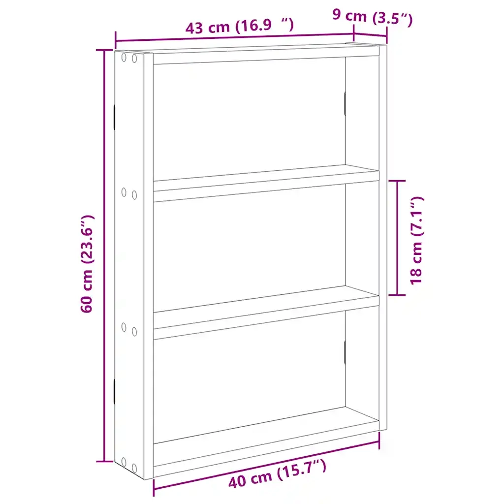 Scaffale a Parete Bianco 43x9x60 cm in Legno Multistrato 860049