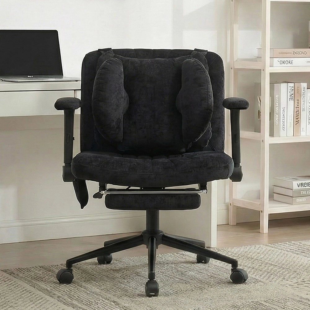 Poltrona da Ufficio Girevole con Poggiapiedi e Braccioli ¨C MINIMAL ¨C Nero, Regolabile in Altezza