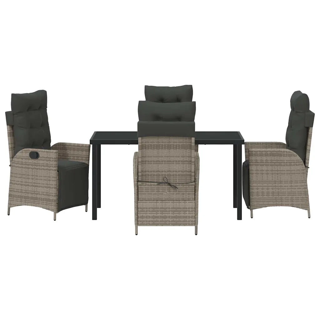 Set da Pranzo per Giardino con cuscino 5 pcs Grigio polyrattan