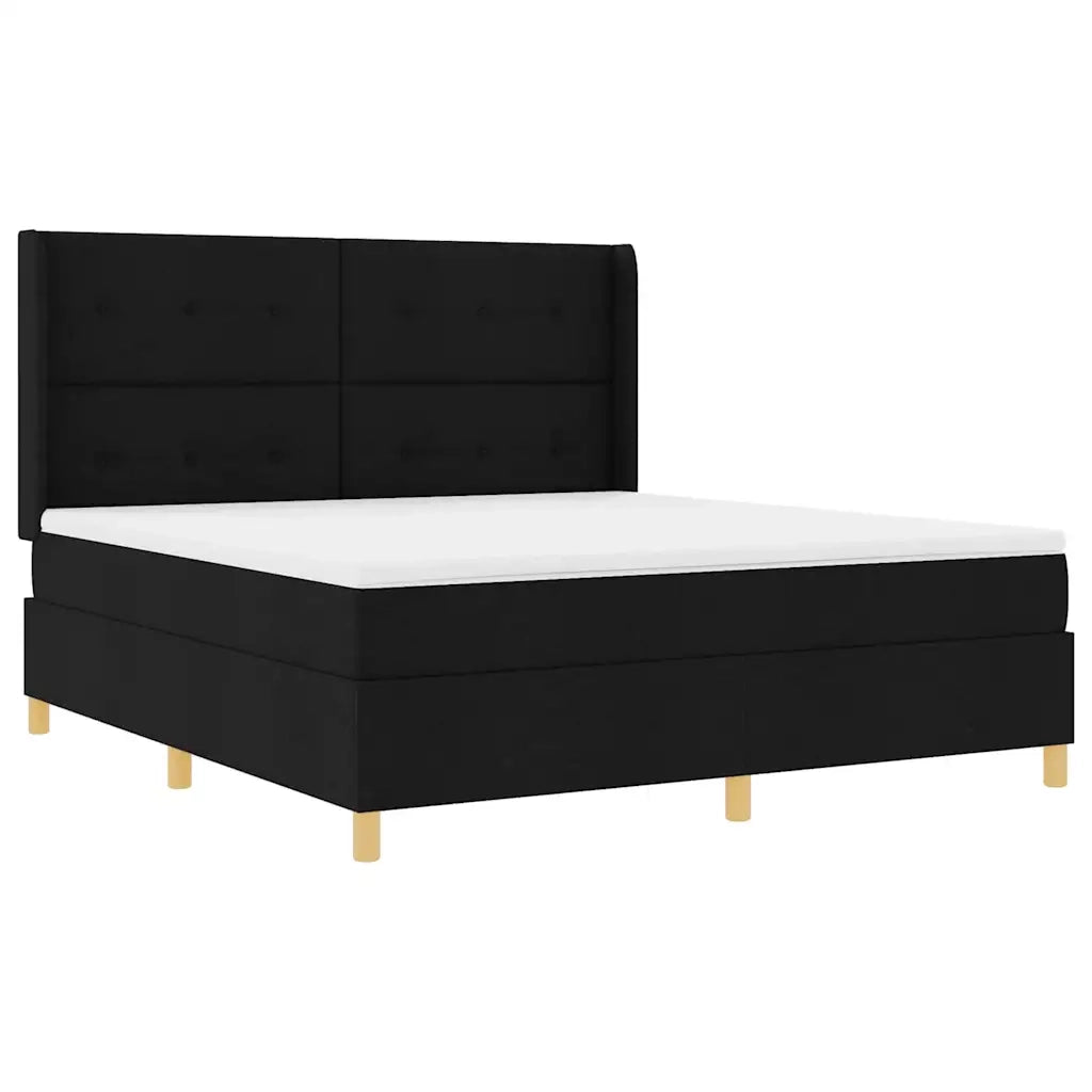 Letto a molle con strisce LED Nero 180 x 200 cm Tessuto 3343709