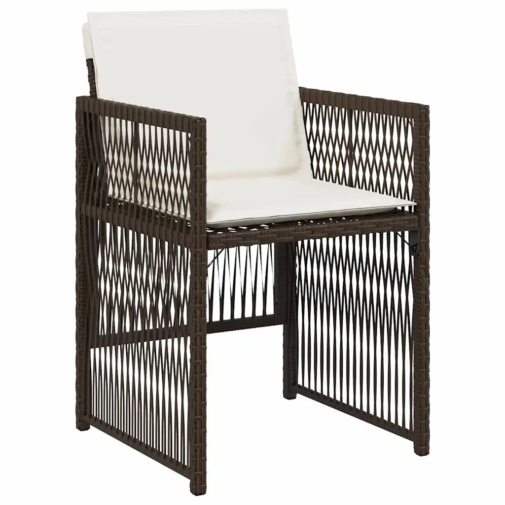 Sedie da Giardino con Cuscini 4 pz Marroni in Polyrattan 364969
