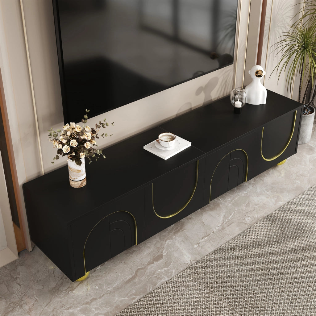 Cassettiera TV nera in truciolato; lunghezza 170 cm