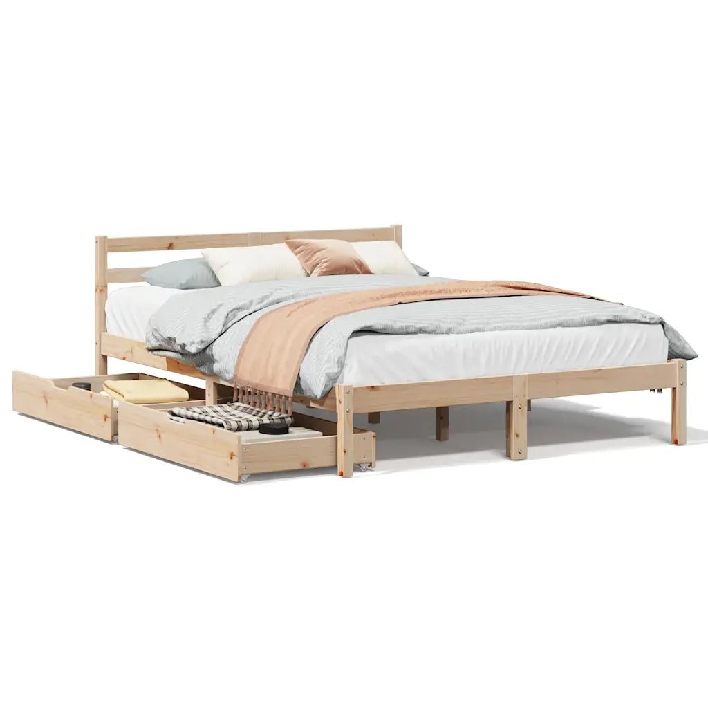 Letto senza Materasso-Struttura Letto 135x190 cm in Legno Massello di Pino 559539