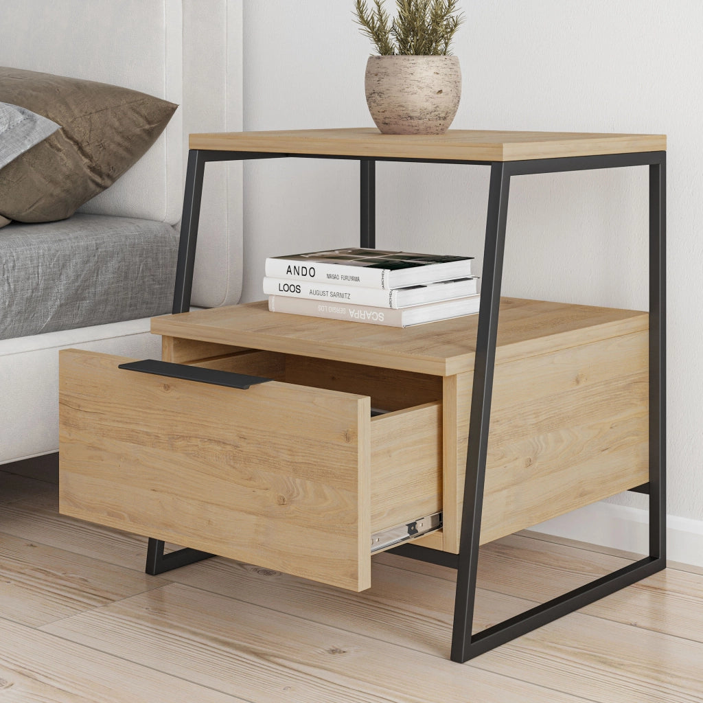 Comodino in legno "Pal" - 45 x 40 x 50 cm - Beige