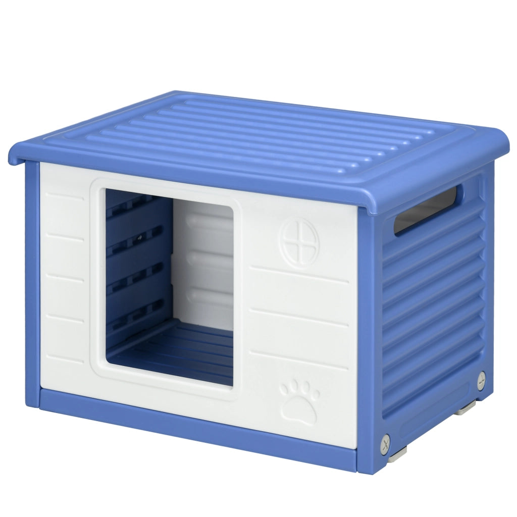 Casetta per cani esterna in plastica ¨C zephmum ¨C blu e bianco