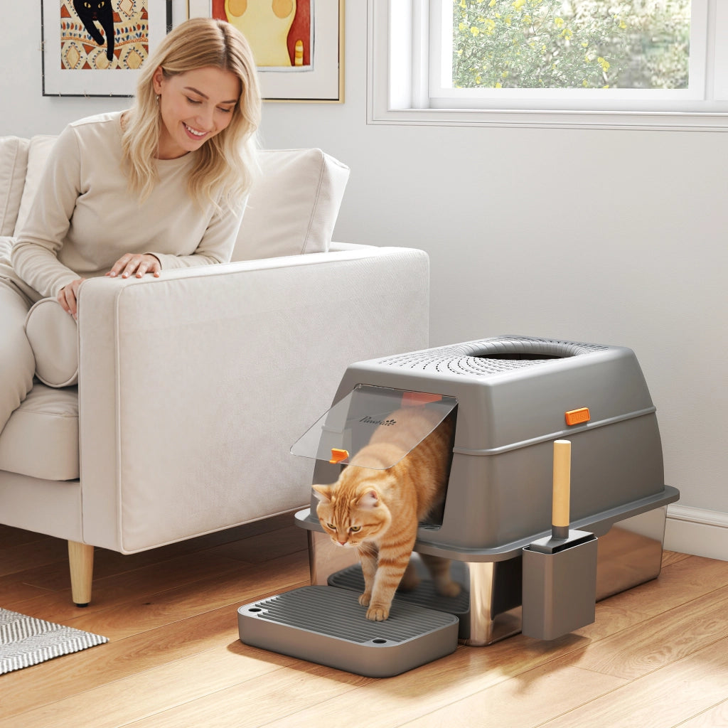 Casetta per gatti chiusa ¨C zephmum ¨C grigio 60x40x38
