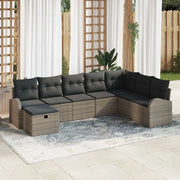 Set Divano da Giardino con cuscino 8 pcs Grigio Poly Rattan 3360460