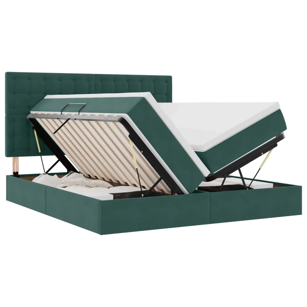 Letto con Contenitore Verde Scuro 200 x 200 cm Velluto